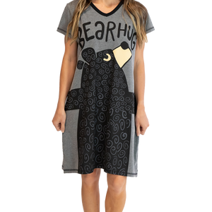 Bear Hug Grey | Women's V-neck Nightshirt