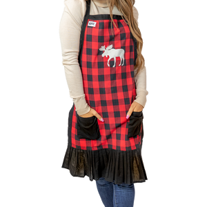 Plaid Moose Womens Apron