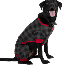 Grey Plaid Dog Flapjack Onesie