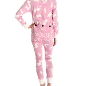 Adult Onesie Classic Moose Pink by LazyOne