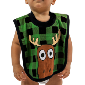 Moose Plaid Bib