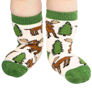 Moose Hug Infant Sock Green Trim