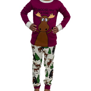 Moose Hug Purple Kid PJ