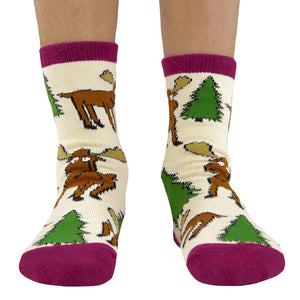 Moose Hug Purple Kid Sock