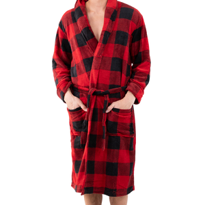 Mens Red Plaid Bathrobe