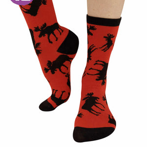 Red Classic Moose Crew Sock