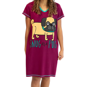 Snug Pug Vneck Nightshirt