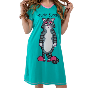 Feline Sleepy Vneck Nightshirt